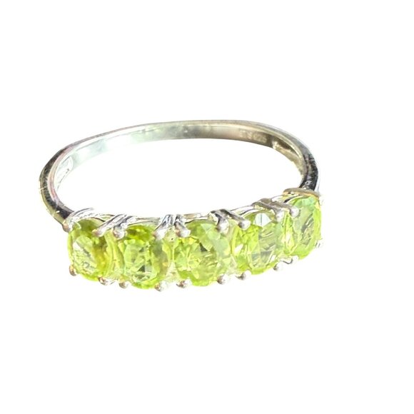 Sterling Silver STS 925 Green 5 Peridot Ring Size 11 - Picture 1 of 6